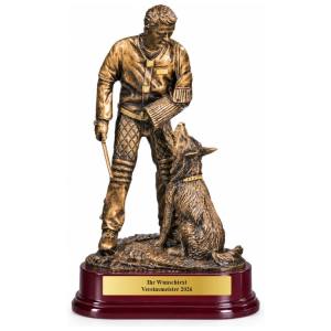 Hundesport Pokal Figur Figurant mit Schäferhund 300 mm mit Gravurschild ST-37312