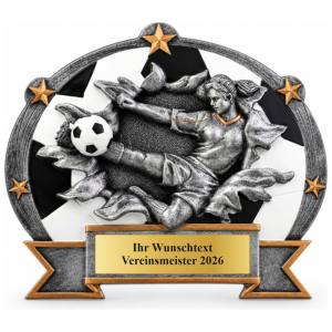 Frauen Fußball Pokal Plakette Fußballerin 171 x 206 mm mit Gravurschild ST-37631