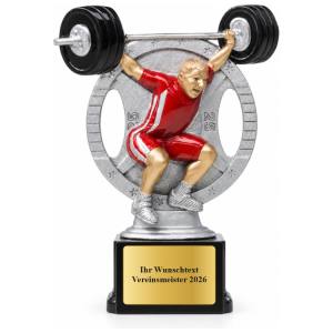 Gewichtheben Pokal Figur Gewichtheber 180 mm mit Gravurschild ST-39179
