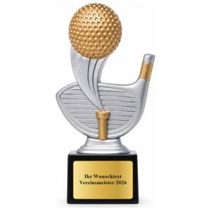 Golf Pokal Figur Golfball mit Driver 160 mm mit Gravurschild ST-39183