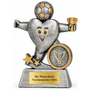 Kinder Fußball Pokal Figur Fußballherz 109 mm mit Gravurschild ST-39407