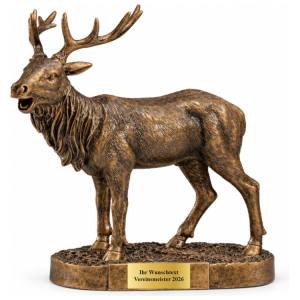 Jagd Pokal Figur Hirsch 205 mm mit Gravurschild ST-39679