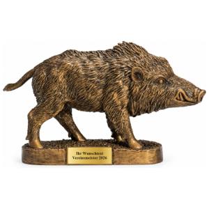 Jagd Pokal Figur Keiler 195 mm mit Gravurschild ST-39682