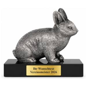 Kaninchen Pokal Figur Kaninchen silber 190 mm mit Gravurschild ST-39706
