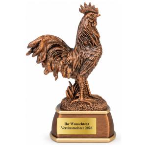 Geflügel Pokal Figur Hahn 220 mm mit Gravurschild ST-39707