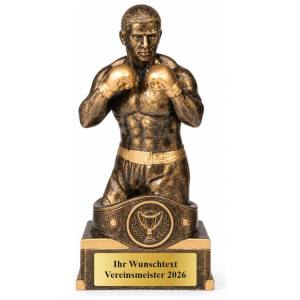 Box Pokal Figur Box-Champion mit Gürtel 180 mm mit Gravurschild ST-39733