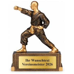 Judo & Karate Pokal Figur Kämpfer im Gi 120 mm mit Gravurschild ST-39734