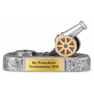 Torschützenkönig Pokal Kanone auf Steinsockel 75 x 135 mm mit Gravurschild ST-39743