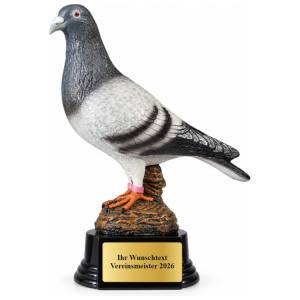 Brieftauben Pokal Figur Taube auf Felsen 240 mm mit Gravurschild ST-39745