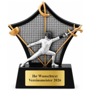 Fecht Pokal Figur Fechter 128 mm mit Gravurschild ST-39782