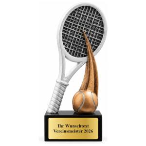 Tennis Pokal Figur Schläger mit Ball 129 mm mit Gravurschild ST-39791