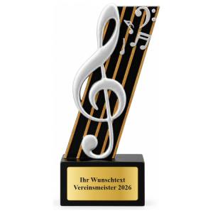 Musik Pokal Figur Notenschlüssel 135 mm mit Gravurschild ST-39810