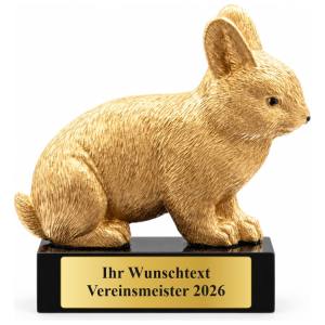Kaninchen Pokal Figur Kaninchen gold 120 mm mit Gravurschild ST-39811