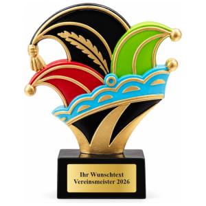 Karneval Pokal Figur Narrenkappe 115 mm mit Gravurschild ST-39816