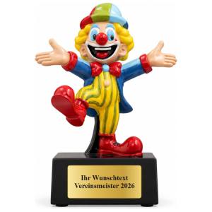 Karneval Pokal Figur Clown 132 mm mit Gravurschild ST-39828
