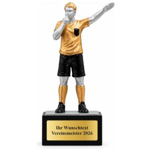 Schiedsrichter Pokal Figur Schiedsrichter mit Pfeife 129 mm mit Gravurschild ST-39830