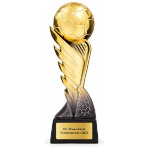 Fußball Pokal Figur Goldball Swoosh 210 mm mit Gravurschild ST-39880
