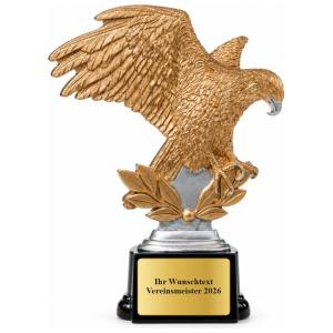 Siegesadler Pokal Figur Adler mit Lorbeer 160, 180 oder 200 mm mit Gravurschild