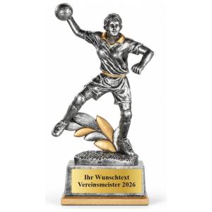 Handball Pokal Figur Handballerin 190, 220 oder 250 mm mit Gravurschild