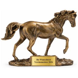 Reitsport Pokal Figur Pferd in 3 Größen mit Gravurschild