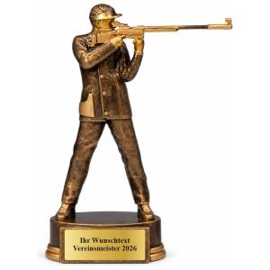 Schützen Pokal Figur Schütze mit Gewehr 130, 170 oder 210 mm mit Gravurschild