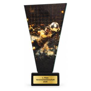 Fußball Torwart Glastrophäe mit Gravur