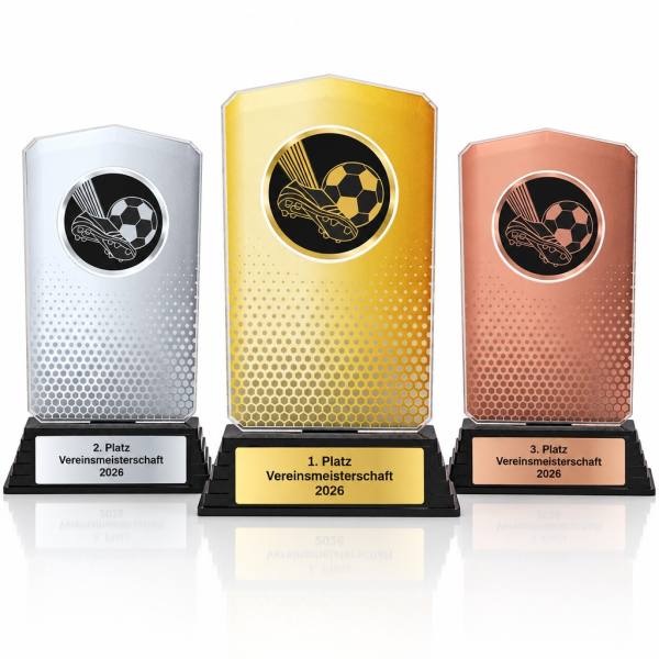 Fußball Acrylpokal mit Gravur