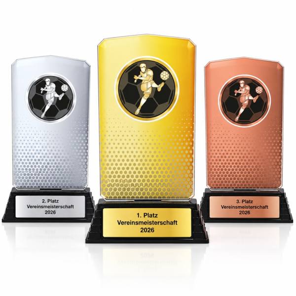 Fußball Acrylpokal Spieler mit Gravur