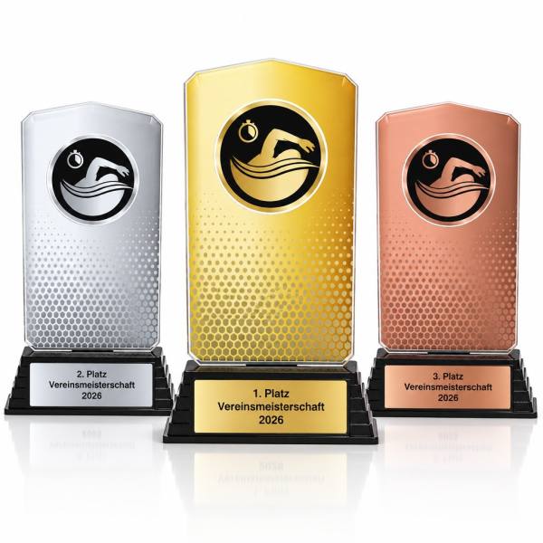 Schwimm Acrylpokal mit Gravur