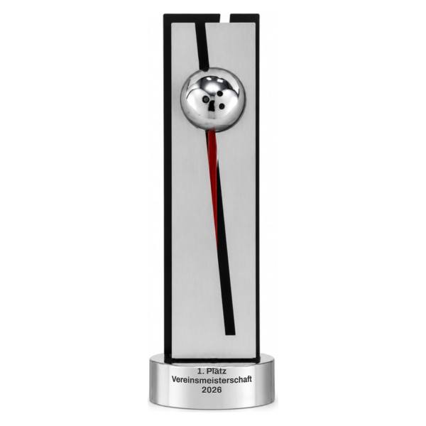 Trionfo Bowling-Trophäe 26170 Schwarz-Silber mit Gravur