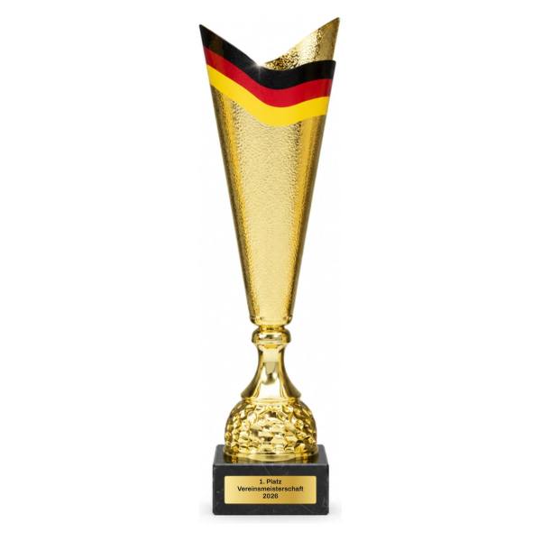 Pokal National 42 cm Gold Schwarz-Rot-Gold mit Gravurschild ST-40342