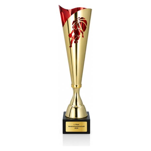 Basketball Pokal 3164 Gold-Rot mit Gravur