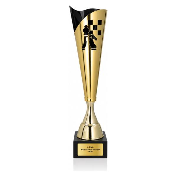 Schach Pokal 3164 Gold-Schwarz mit Gravur
