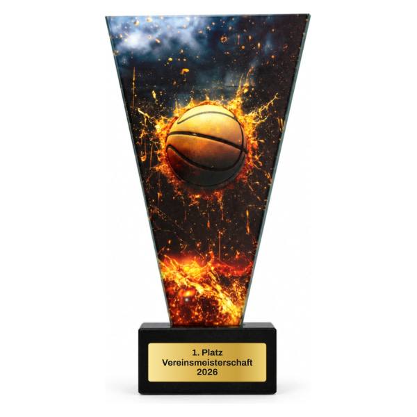 Basketball Glastrophäe mit Gravur