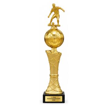 Fußball Pokal Gold mit Spielerfigur 387, 420 oder 453 mm mit Gravurschild