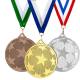 Fußball Medaillen 50 mm in Gold, Silber und Bronze mit geprägtem Fußballmotiv