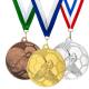 Fußball Medaillen 50 mm in Gold, Silber und Bronze mit geprägtem Fußballmotiv