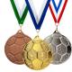 Fußball Medaillen 50 mm in Gold, Silber und Bronze mit geprägtem Fußballmotiv