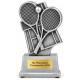 Tennis Pokal Figur gekreuzte Schläger silber 80 mm mit Gravurschild ST-36877