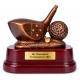 Golf Pokal Figur Driver mit Golfball auf Holzsockel 11 x 13 cm mit Gravurschild ST-37052