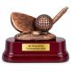 Golf Pokal Figur Eisen mit Golfball auf Holzsockel 10 x 13 cm mit Gravurschild ST-37053